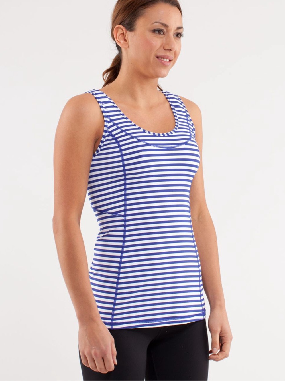 Lululemon Run: Stay On Course Tank - Pigment Blue White Micro-Stripe - US 8